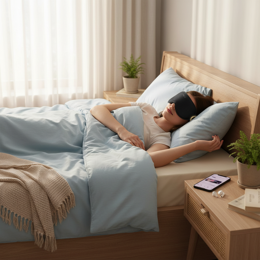 3D Wireless Sleeping Headphones Blindfold Soft Washable Bluetooth5.4 Music Headset Eyemask Handsfree Call Earphones Adjustable